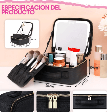 Cosmetiquera con Espejo LED: Tu Tocador Portátil en Cualquier Lugar