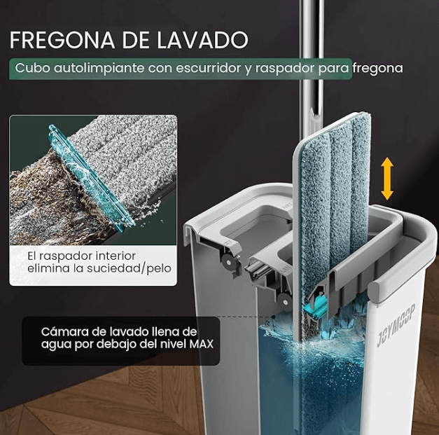 Trapeador con Balde y Repuestos Lavables