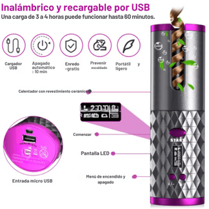 Rizador Inalámbrico Pro: ondas perfectas en minutos, sin cables ni enredos