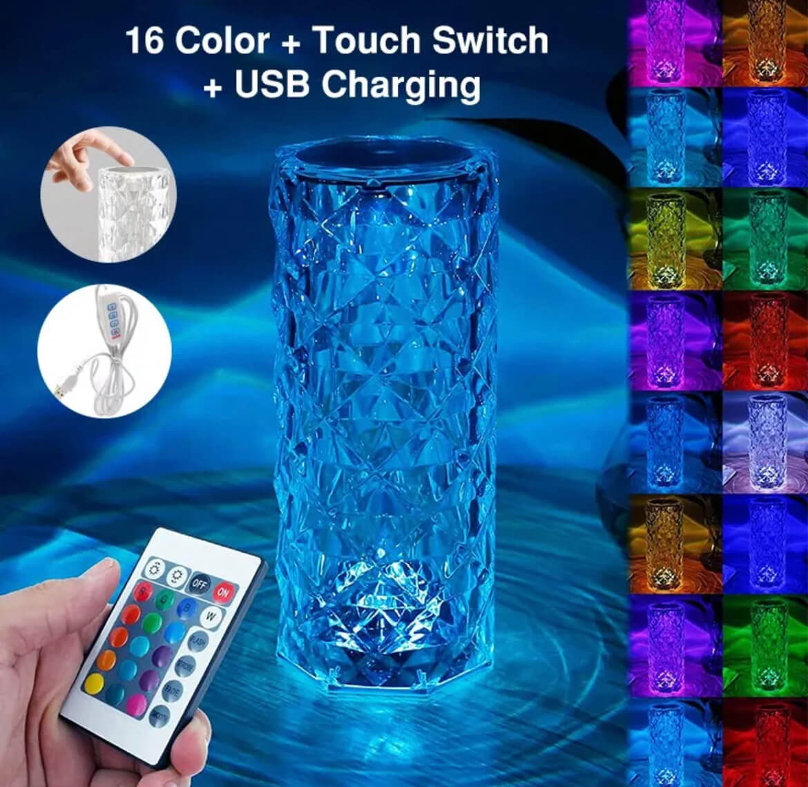 Lámpara Diamante 3D: Ilumina tus sueños con estilo y color