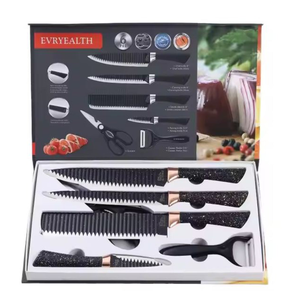 Sarten 4 Puestos + Juego Cuchillos x6