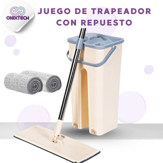 Trapeador con Balde y Repuestos Lavables