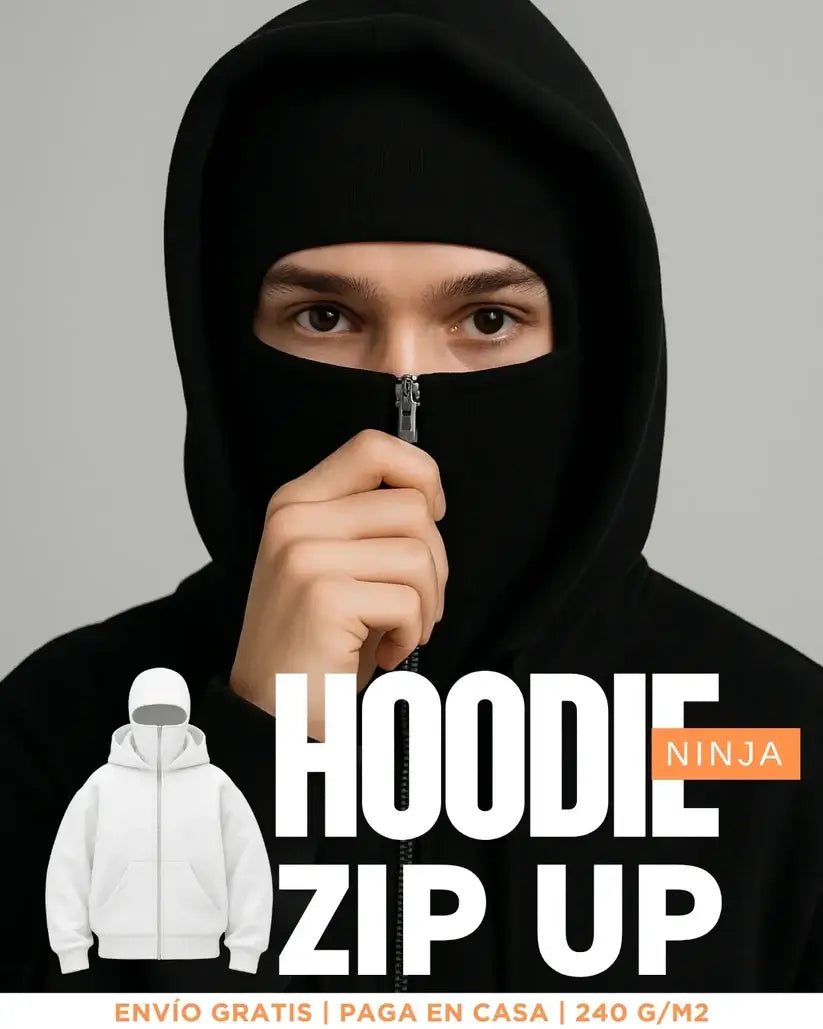 Hoodie Ninja Zip Up – Calidez y privacidad en un solo cierre