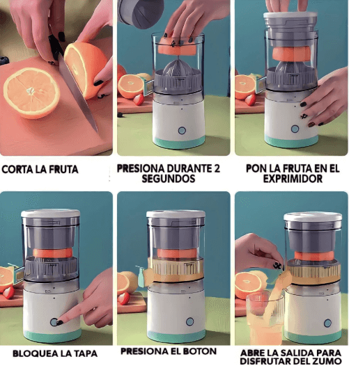 Exprimidor de frutas Inalámbrico Portátil – Jugo fresco en segundos, donde quieras